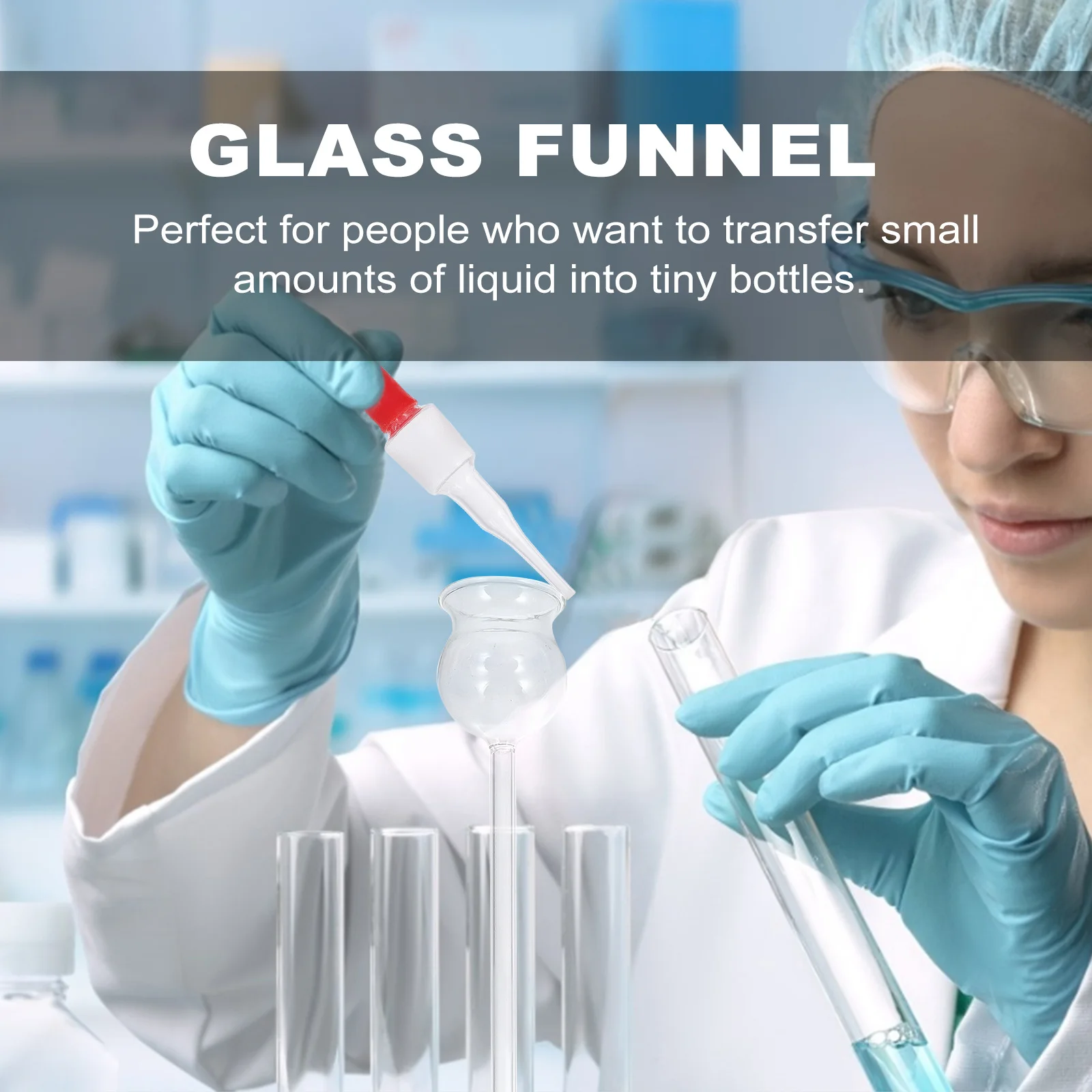 2Pcs Long Neck Glass Funnel Transparent High Resistance Filling Funnel for Laboratory School Scientific Experiment Equipment