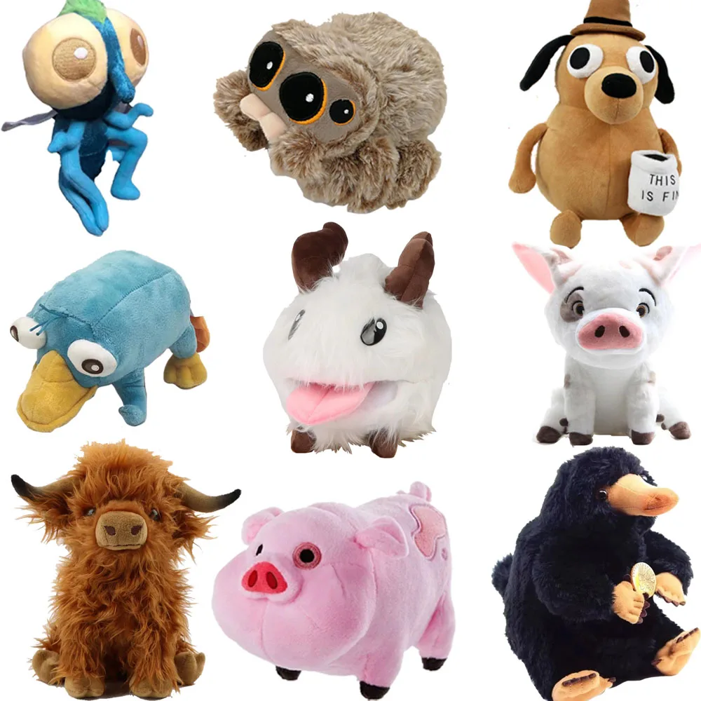 Cute Cartoon Animal Plush Toys para crianças, Soft Plushie, porco, vaca, coisas do sono, filme, bonecas periféricas, aniversário, presente de Natal