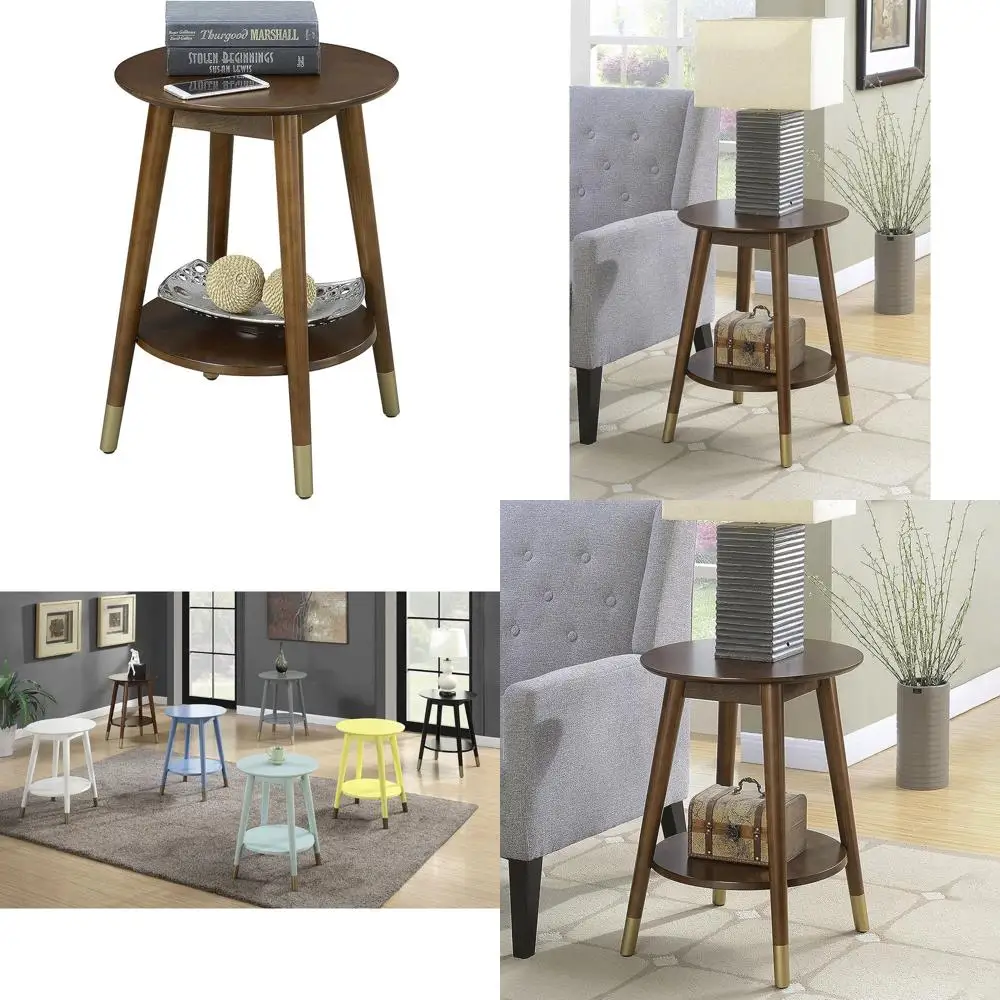 

Espresso Wilson Mid-Century Modern Round End Table with Lower Shelf, 18 x 18 x 24