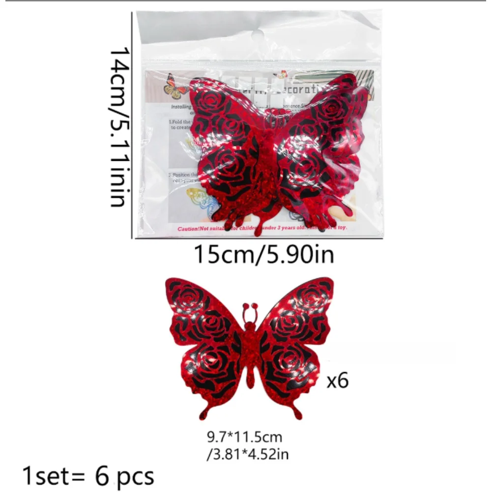 European Style 3D Butterfly Wall Stickers Set with 18 Pieces for Creating Elegant Wall Displays in Bedrooms and Living Areas