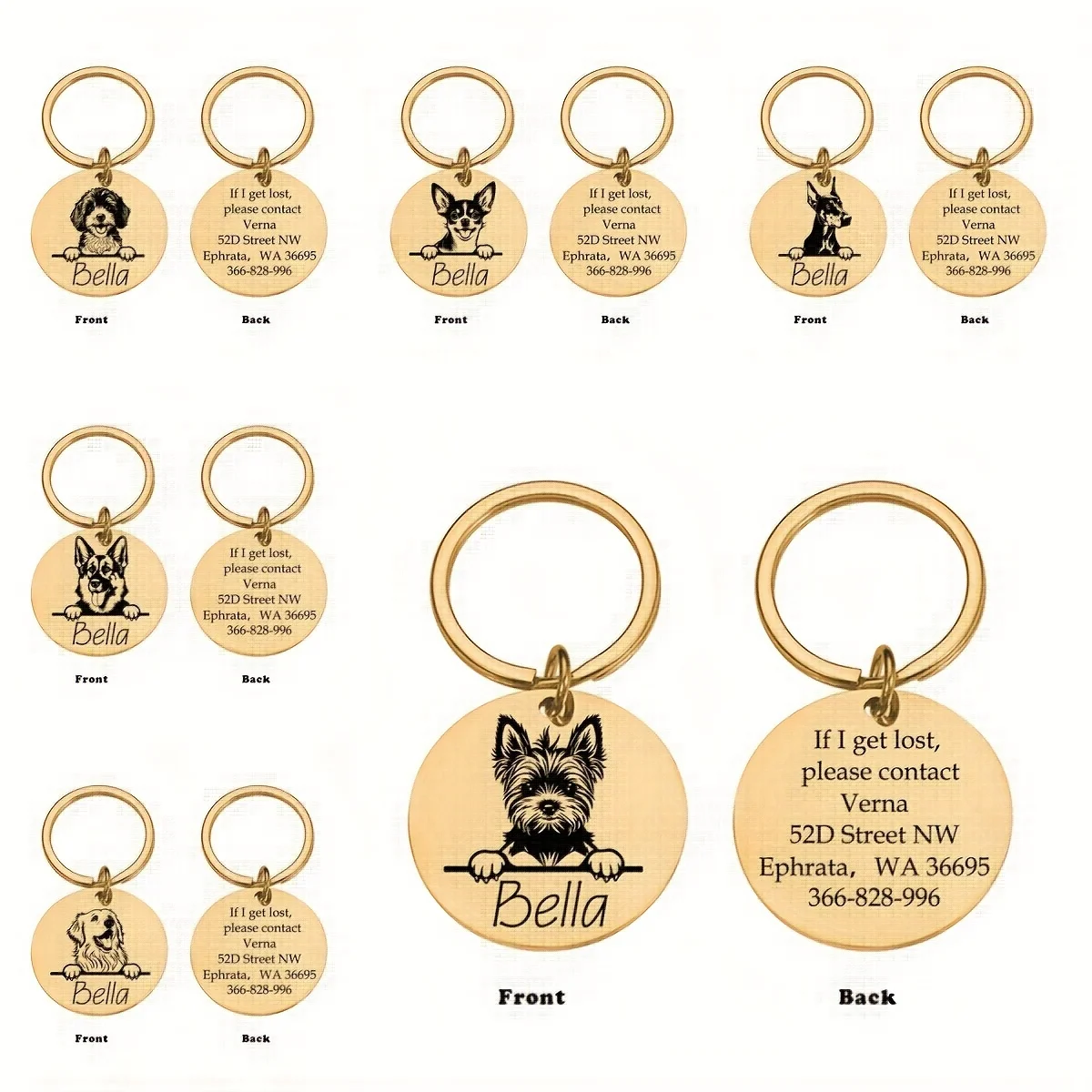 Customizable Pet ID Tags  Custom Engraved with Pets Unique Name and Vital Info Essential for Safe and Easy Animal Identification