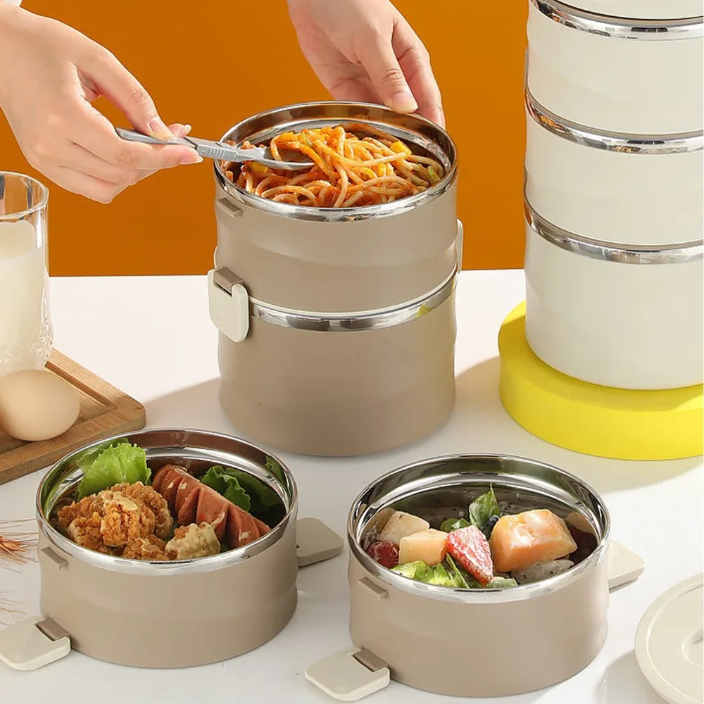 Portable 304 Stainless Steel Lunch Storage Container 4 Tier 3300ml Compartment Lunch Box Thermal Lunch Box For Office
