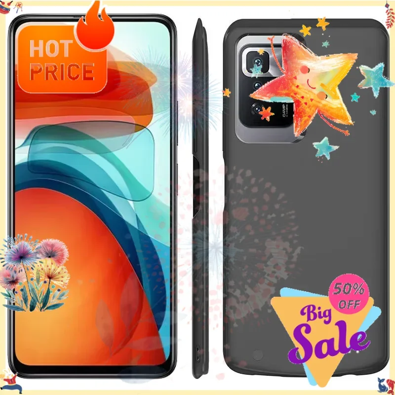 SWZY 10000mAh Battery Charger Case for Xiaomi Poco X3 GT Pro Portable Silm Silicone Shockproof External Power Bank Phone Case