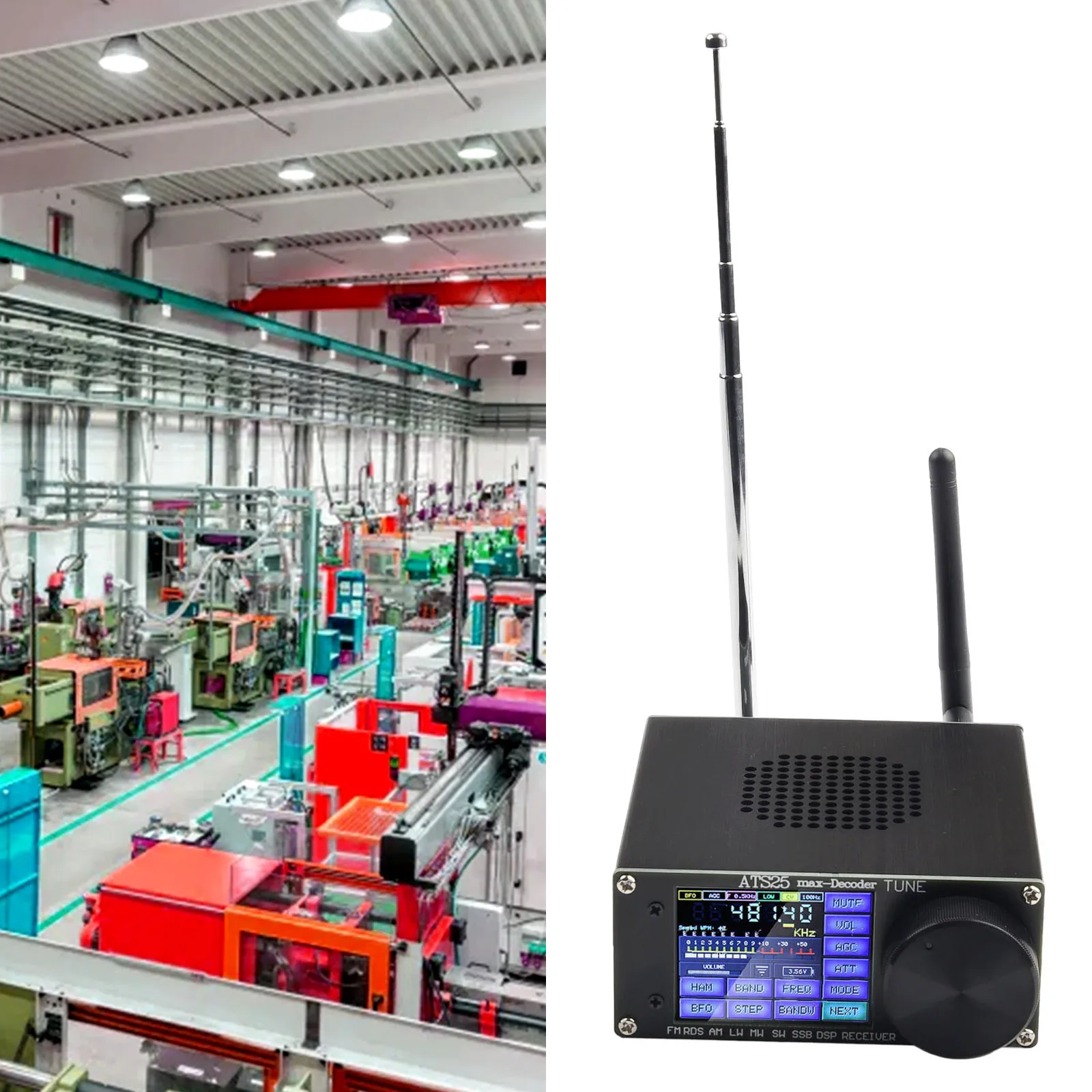 휴대용 ATS25maxDecoder Si4732A10 FullBa 및 리시버 지지대 FT8 FT4 디코딩 배터리 구동 터치 스크린 3, 5mm 오디오 출력