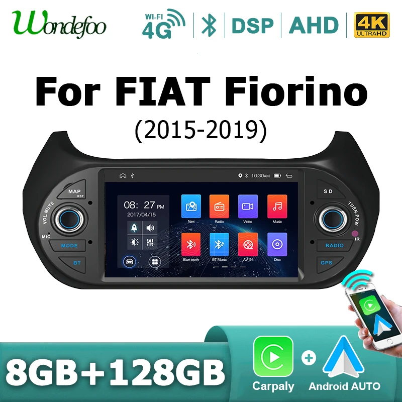 Autoradio Android 15 2 DIN avec Carplay pour Fiat Fiorino Citroen Nemo Peugeot Bipper 2015-2019 Lecteur multimédia intelligent pour voiture
