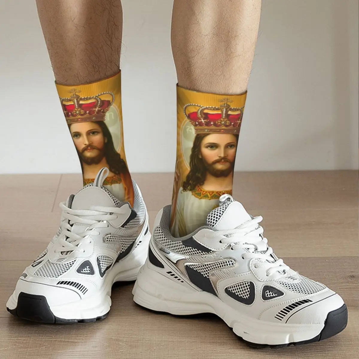 Jesus Unisex 3D Print Mens Socks Innovatively Middle Tube Harajuku Sock Crew Socks Unisex One Driver Dress Socks