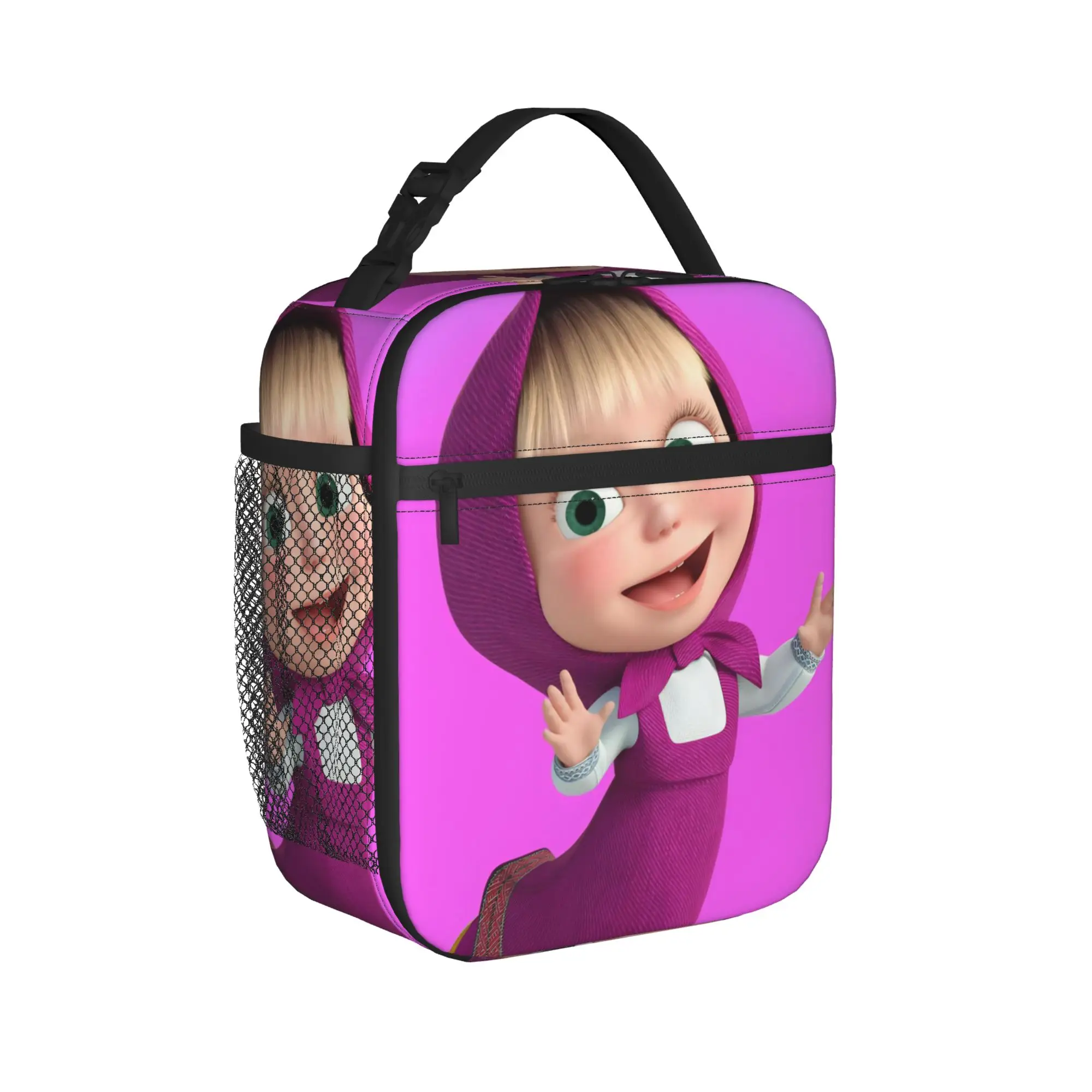 Cartoon M-Masha and Bear Thermal Insulated Lunch Bag for School  Portable Food Bag Container Thermal Cooler Lunch Boxes