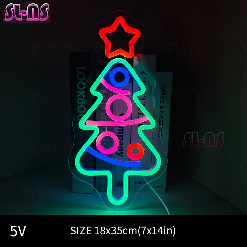 Star LED Christmas Light Sign LED Christmas Tree Neon Light Room Instagram Hanging Wall LED Decorative Light