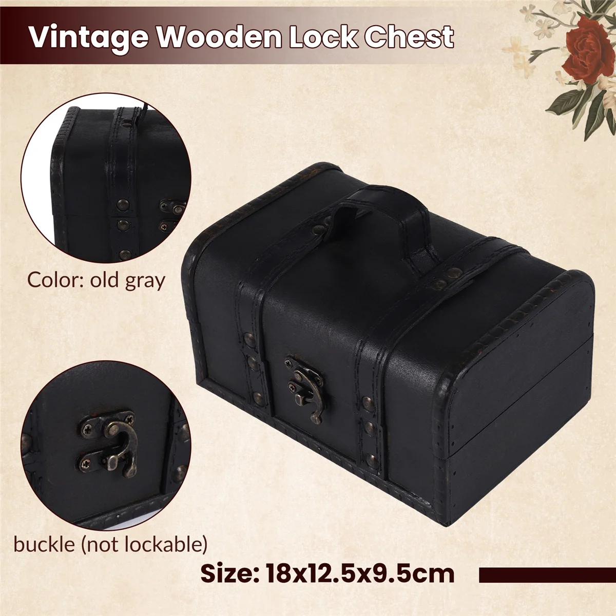 ABQR – coffre au trésor rétro, boîte de rangement en bois Vintage, organisateur de bijoux de Style Antique pour garde-robe, boîte à bijoux, boîte à bibelots avec boucle