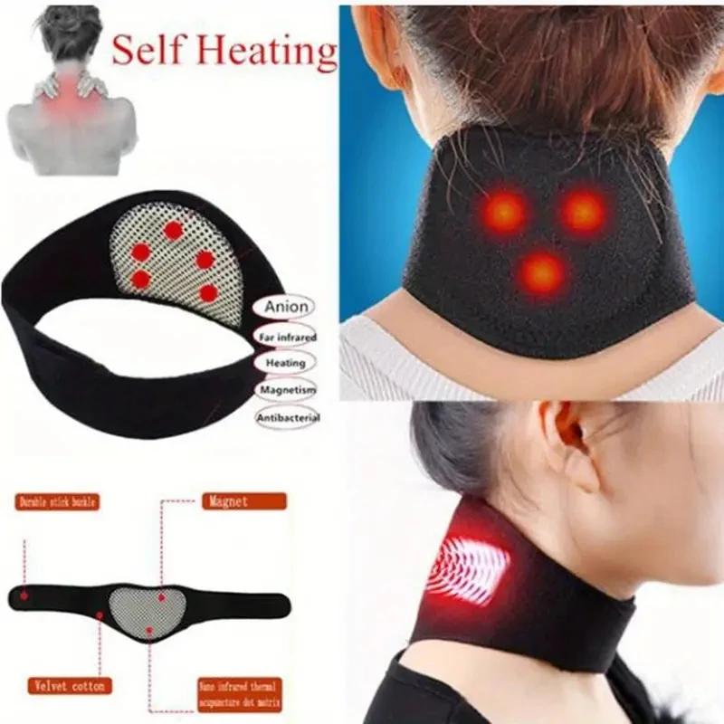 Self-Heating Magnetic Neck Support Brace - Medium Soft Portable Cervical Pillow with Spontaneous Heat Therapy for Tingling, Pain