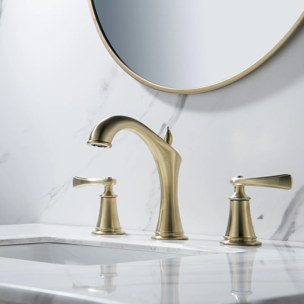 

SKOWLL Widespread Double Handle Bathroom Sink Faucet, 3 Hole Roman Tub Filler Mixer Tap for Bathtub Vanity
