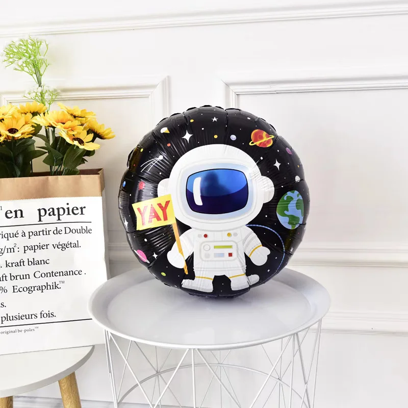 33 Pcs Outer Space Astronaut Rocket Balloon Set Spacecraft Galaxy Planet Theme Birthday Decoration Balloon Column for Boys
