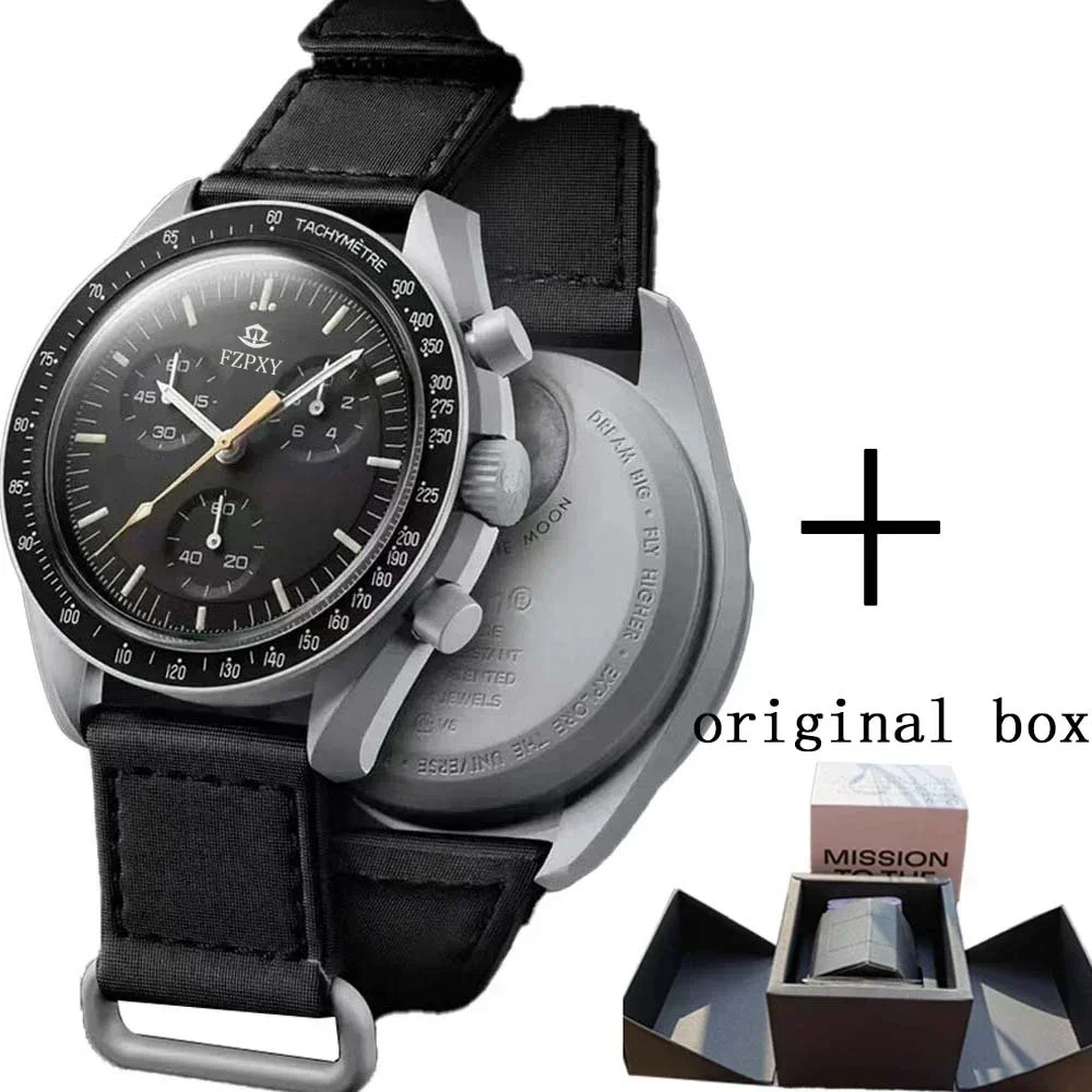 Original Brand Men's Moon Watch with Original Box, Plastic Case, Chronograph, Planet-themed - Best Seller