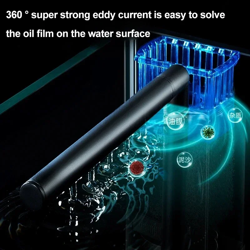 Fish Tank Oil Film Eliminator Filter Aquarium Surface Oil Skimmer Filter Integrated Aeration & Filtering System for Clear Water