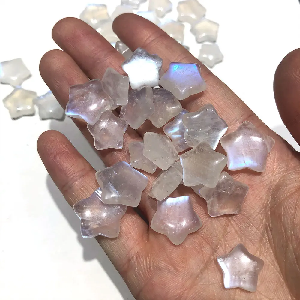 Natural Moonstone Star Gemstone Blue Moonstone Crystals and Stone Healing DIY Minerals Quartz Home Decoration Spiritual Reiki