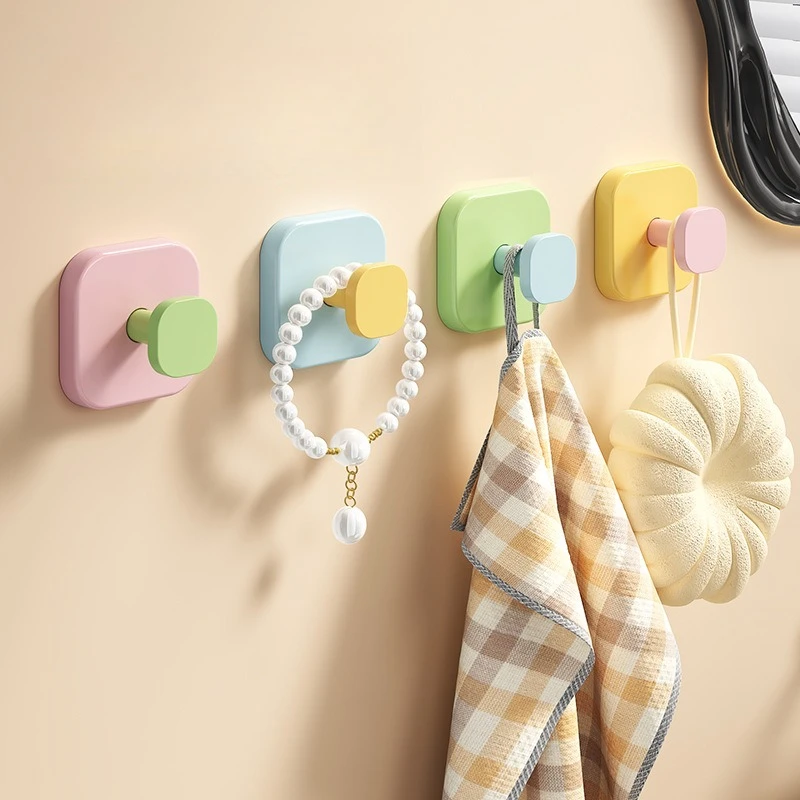 1pc Dopamine Vibrant Suction Cup Wall Hooks Drill-Free Trace-Free Removable Adhesive Hanger Bathroom Kitchen Storage Accessories