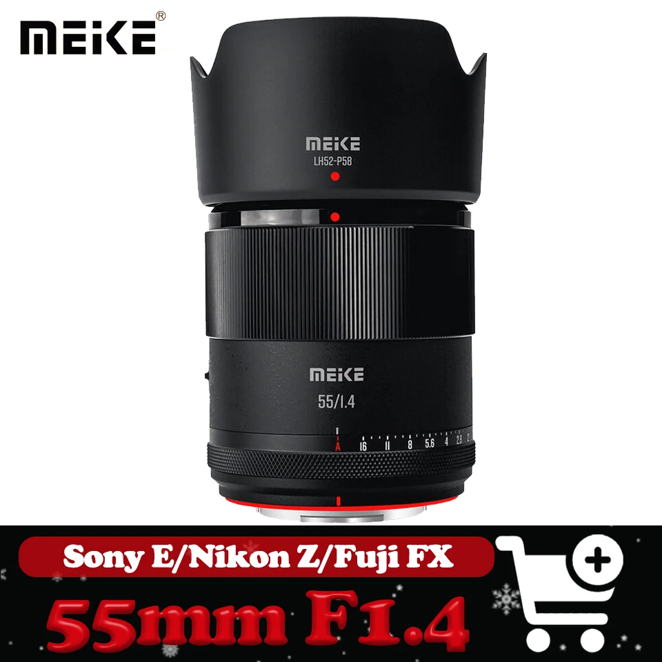 

Объектив MEKE AF 55mm F1.4 APS-C с большой апертурой и автофокусом для предметной и портретной съемки, совместимый с Sony E, Nikon Z, Fuji FX