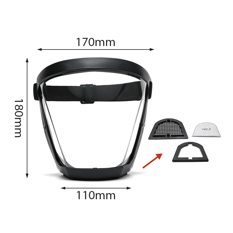 1pc Full Face Shield Kitchen maschera protettiva trasparente ciclismo antivento antipolvere Eye Facial Anti-fog Head Cover Unisex