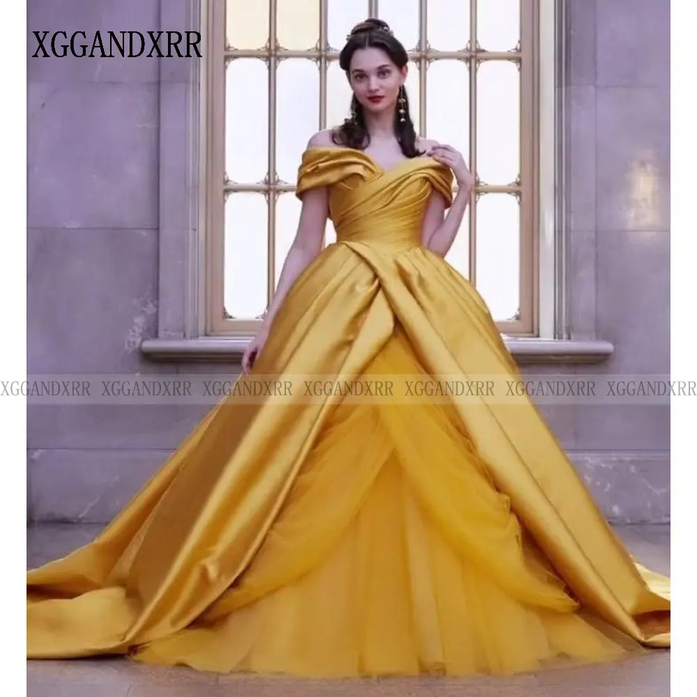 Yellow Quinceanera Dress 2024 Princess Sweet 16 Dress Birthday Party Gown Gift Long Puffy Skirt Off Shoulder Vestidos De 15 Años