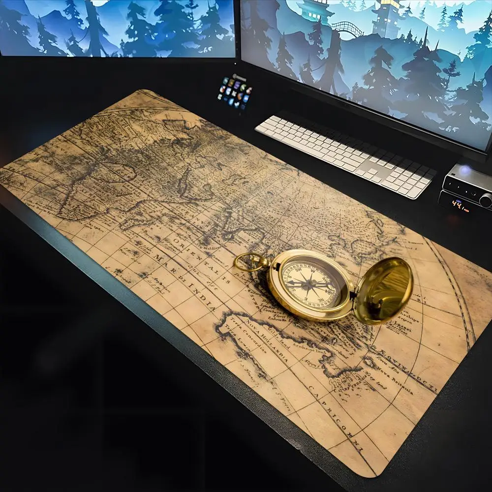 

Ретро-навигационная карта Art HD Коврик для мыши Мыс Большая клавиатура Мышь Настольный коврик Нескользящий резиновый игровой коврик для мыши Ковер для ноутбука 600x3