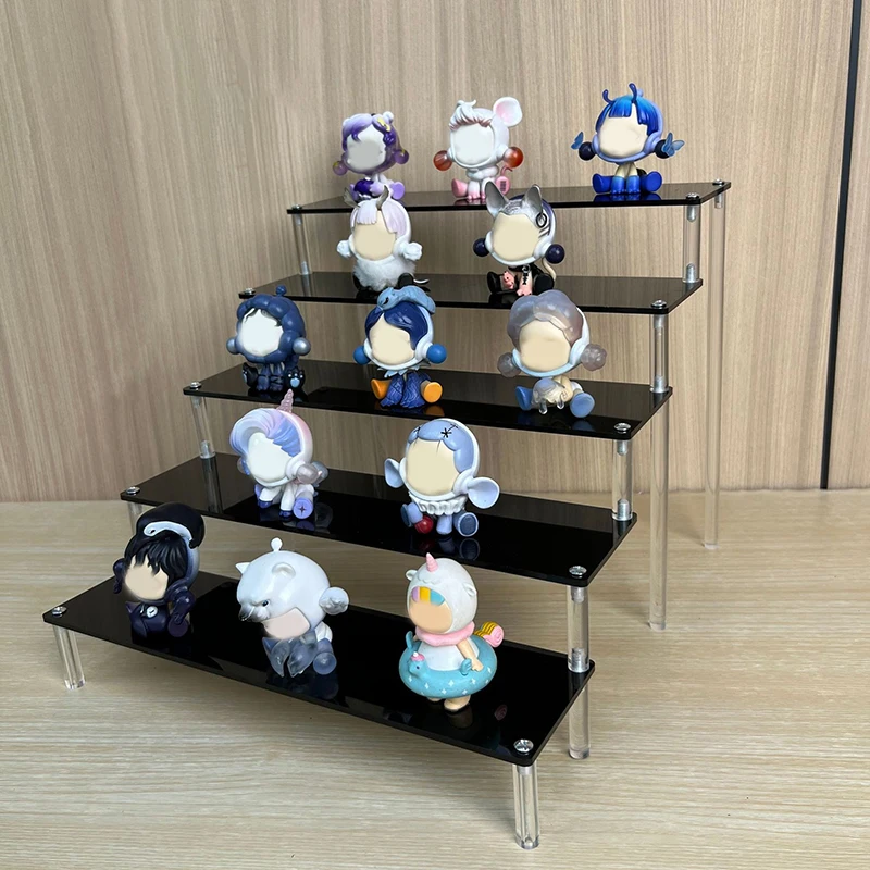 Black Acrylic Shelf Display Stand Perfume Cupcake Stand Figures Toys Desserts Holder Collection Cosmetic Shelves Organizers
