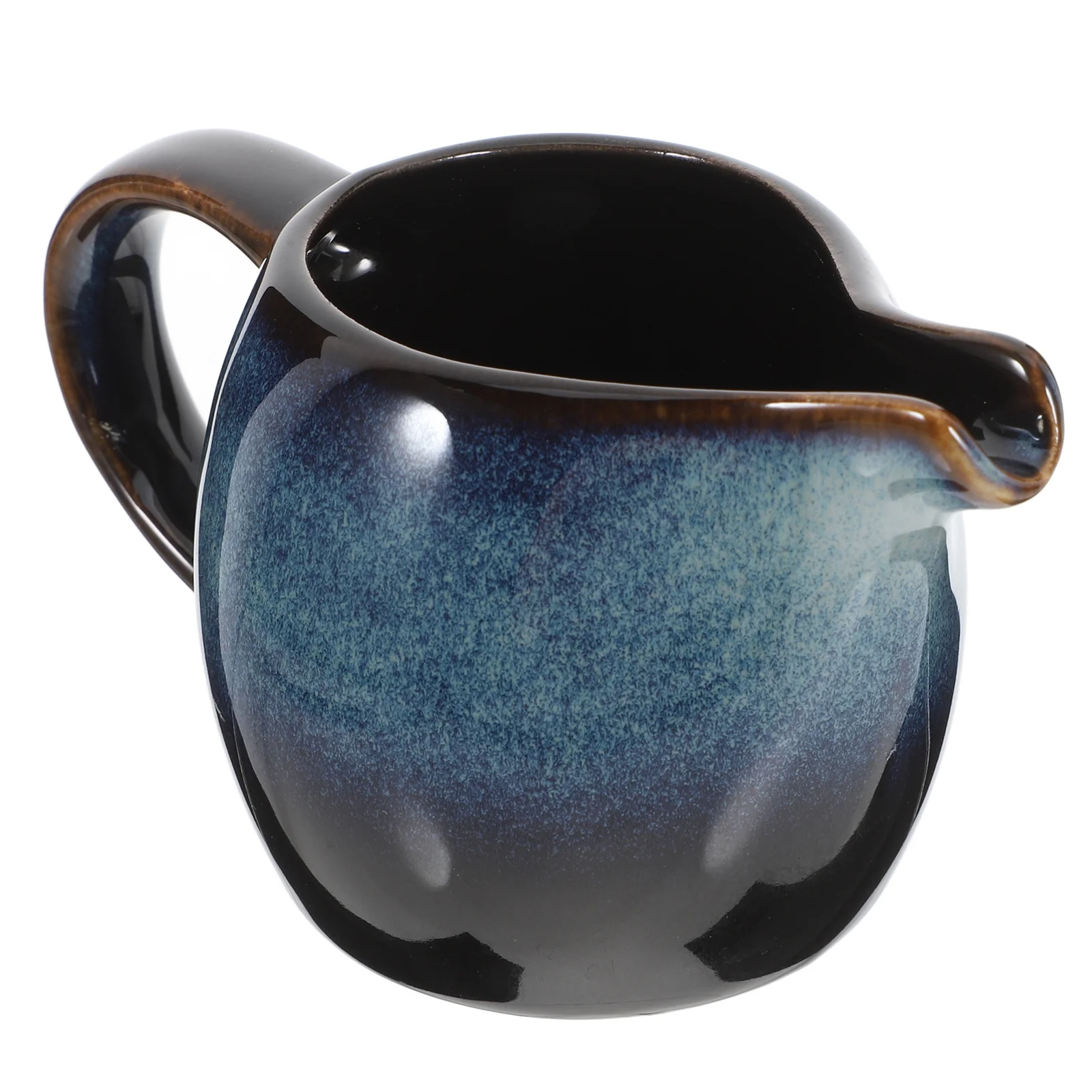 

Mini Ceramic Creamer Pitcher Blue Finish Small Milk Jug for Coffee Espresso Tea Sauce Salad Dressing Pourer Elegant Design