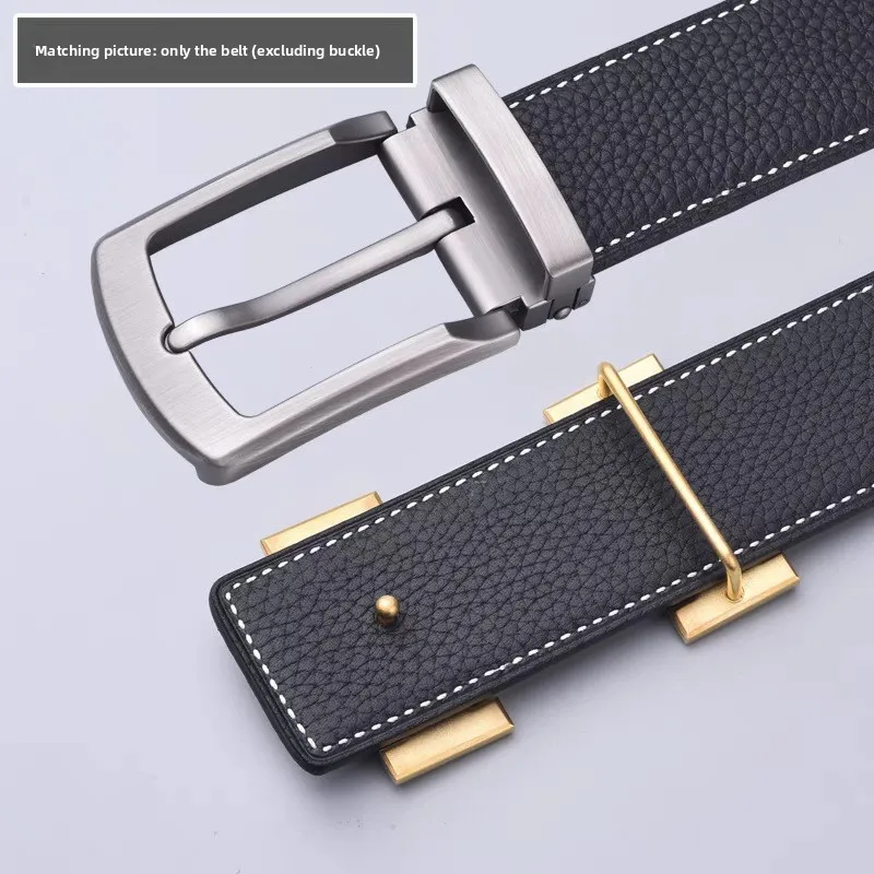 Genuine Leather Belt Without buckle for Men & Women Full Grain Cowhide Reversible Belt with Natural Pebbled