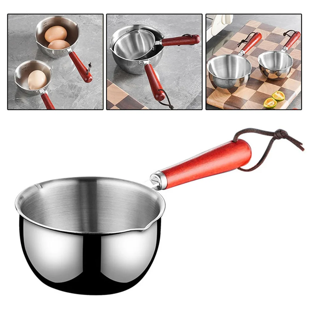 1x Hot Oil Pan Hot Butter Warmer StainlessSteel Flat Bottom Oil Splash Pan Saucepan For Boiling Milk Sauce Gravies 150 300 500ml