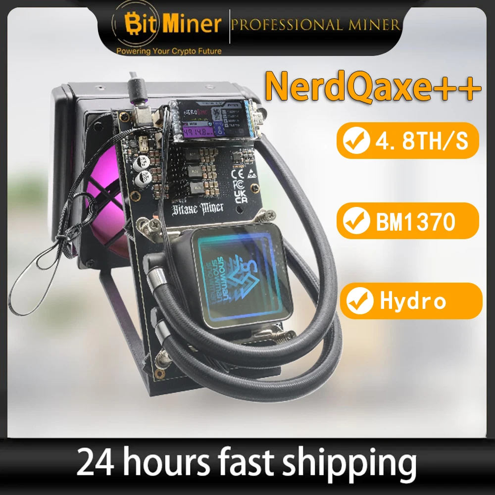 

NerdQaxe++ Hydro 4,8TH/s 65 Вт Bitcoin Miner BM1370 Chip SHA-256 ASIC Solo Miner Бесшумная машина для майнинга BTC со сверхнизким энергопотреблением.