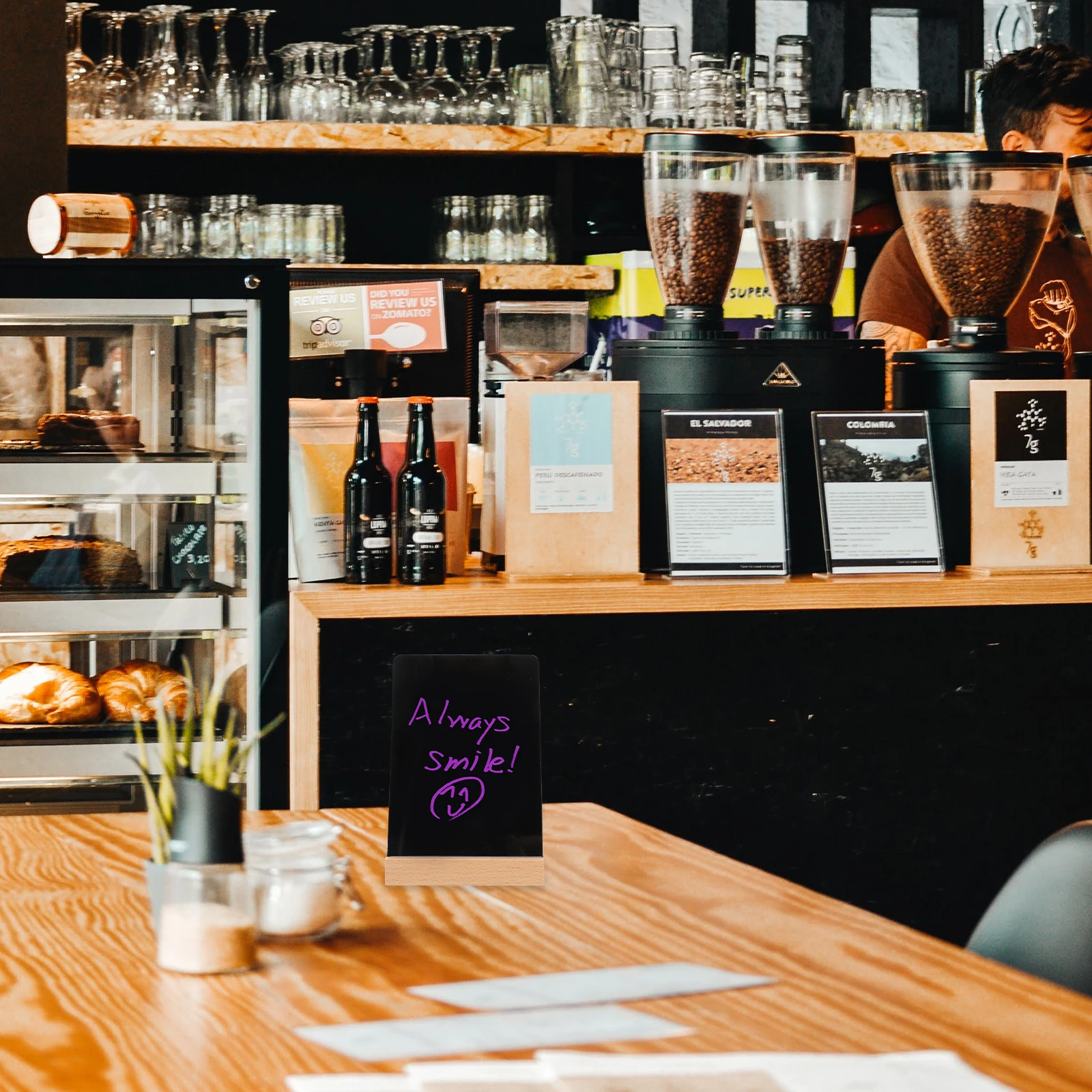 سبورة بيضاء لسطح المكتب الإبداعية قاعدة خشبية مقاس A6 لوحة رسائل محمولة خفيفة الوزن للمنزل والمكتب والمدرسة تستخدم عرض مذكرة الإعلانات #1