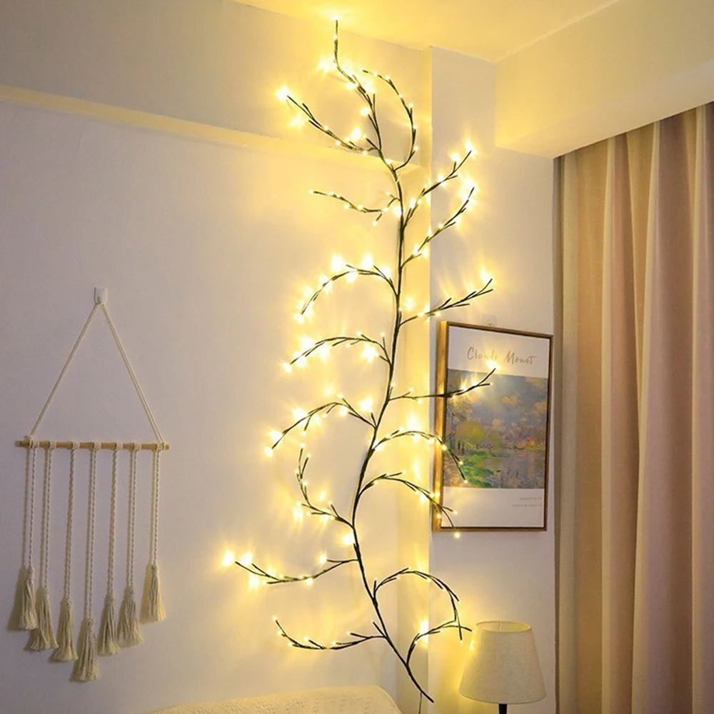 48/72/96LED Tree Branch Lamp Garland, USB Powered 8 Functions Tree Vine String Light, Wedding, Christmas Valentine's Day Decor