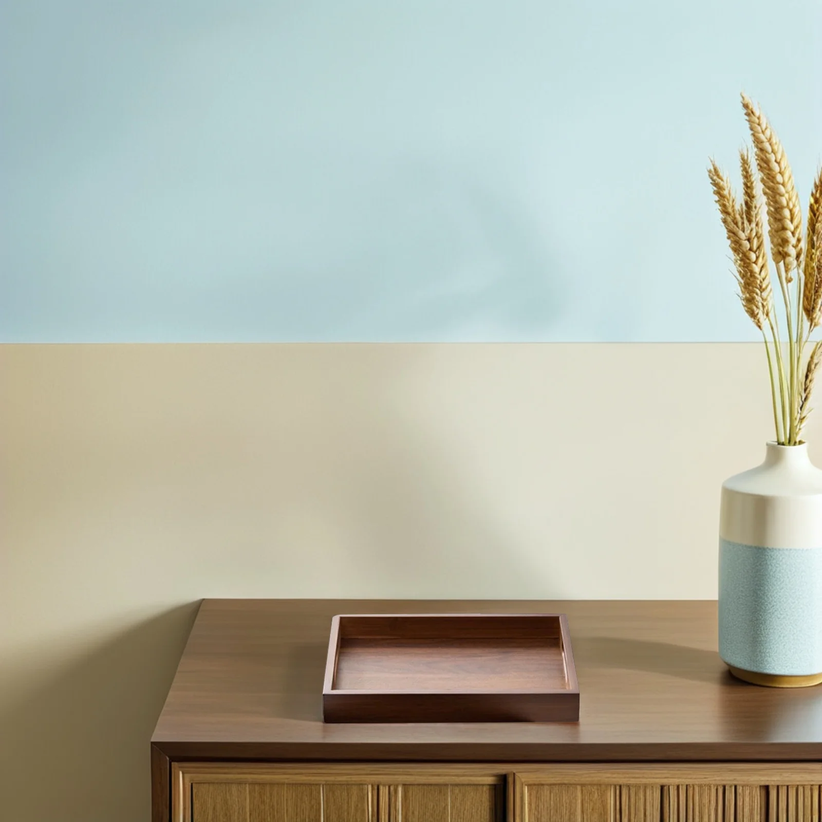 

Large Wooden Tray with Handles Solid Sturdy Rectangle Design for Tea Ceremony Serving Appetizers Decorative Bed Coffee Table