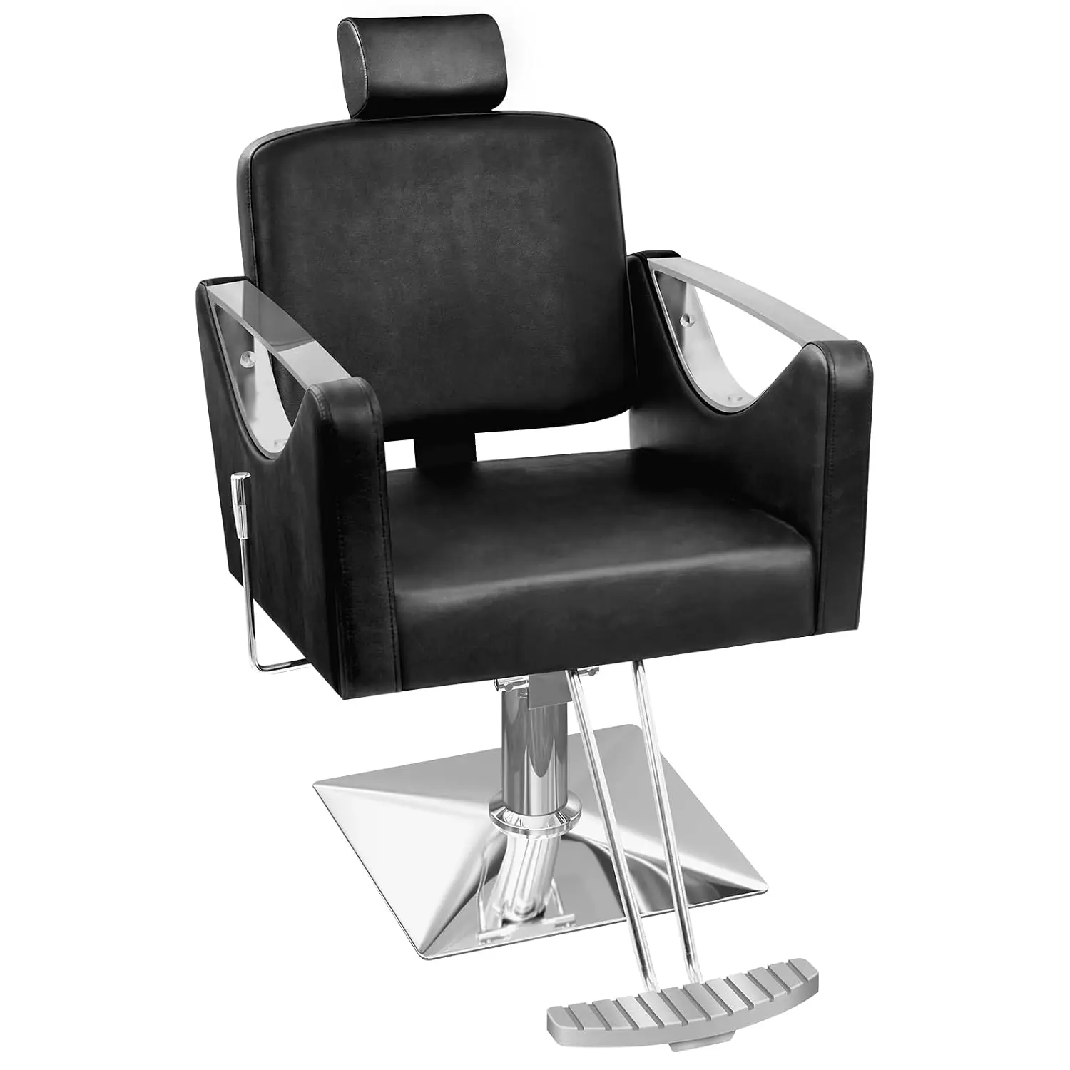 Heavy Duty Reclining Barber Chair with Hydraulic Pump & Adjustable Headrest, Salon Chair for Stylist, Black, Customized