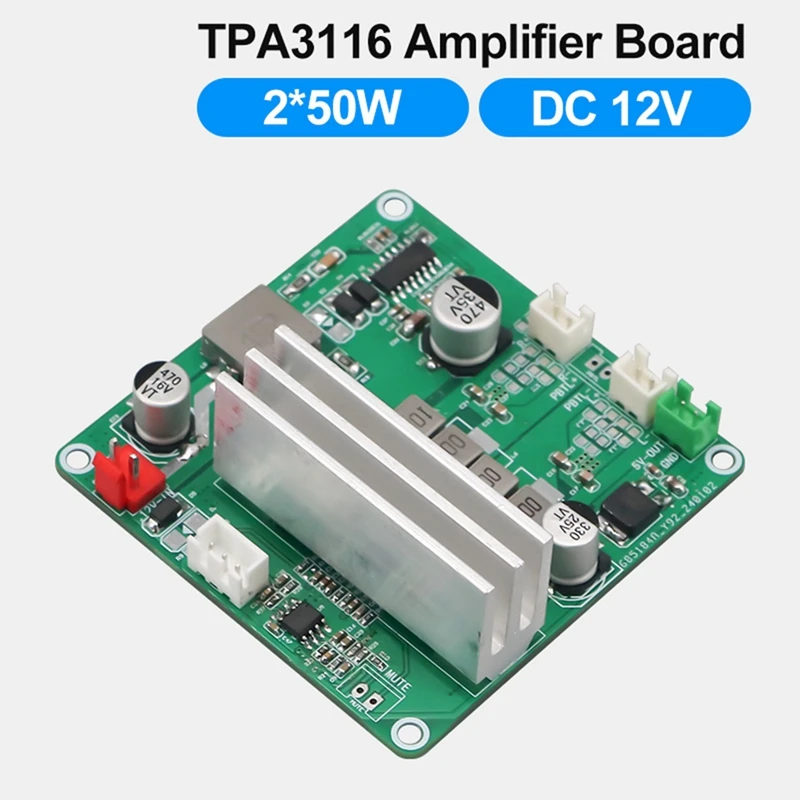 TPA3116D2 Audio Amplifier Board 2.0 Channel 2X50w Stereo HIFI Power Subwoofer Audio Amplifier Module DC12V-A38R