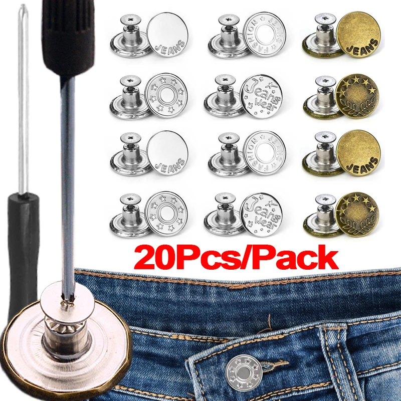 10/20pcs Legierung Jeans Knöpfe nähen-frei abnehmbare Hosen Taille straffen Knopf Clips Näh schraube Reparatur werkzeuge Kit Jean Knöpfe