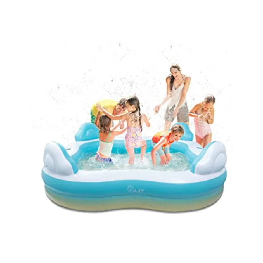 

Inflatable Swimming Pool Inflatable Pool for Adults Family-Sized Above Ground Swimming Pool with 4 Seats 4 Backrests Cup Holder