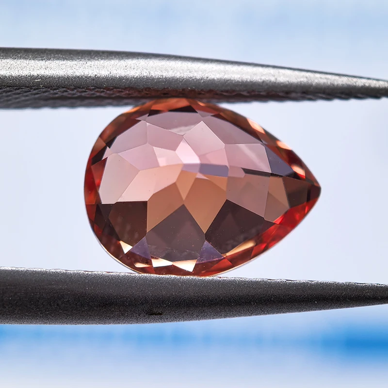 Lab Grown Sapphire Pear Shape Sunset Orange Color VVS1 Charm Beads For Diy Jewelry Making Necklace Selectable AGL Certificate