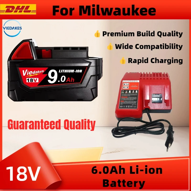 

for Milwaukee18V Battery, M18 8.0Ah,15-Cells Li-ion Charger Rechargeable Battery 48-11-1815 48-11-1850 Replacement Barrtey
