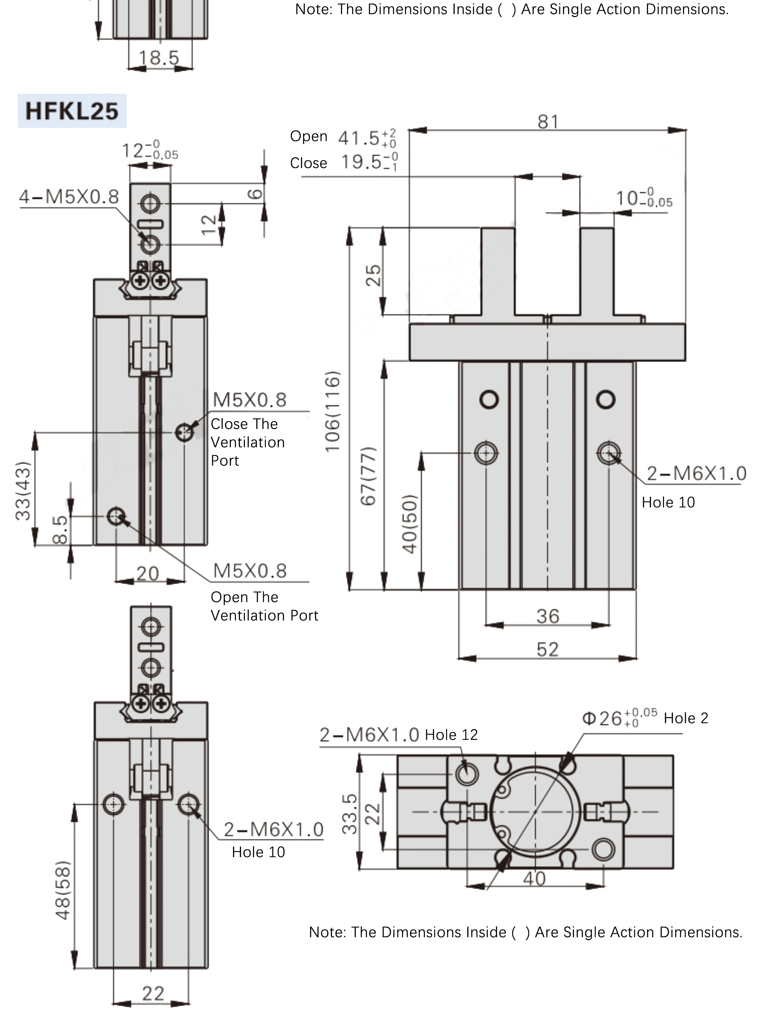 HFK10 HFK16 HFK20 HFK25 HFK32 HFK40 Parallel-Ausführung Pneumatischer Luftgreiferzylinder Doppeltwirkend – Detail 10
