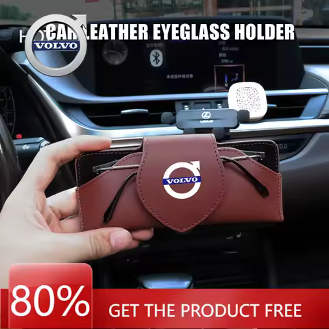 2026 Hot For VOLVO Car Glasses Holder Case Sun Visor Car Emblem Storage Box Clip For Volvo RDESIGN XC90 XC60 V90 D5 D2 S90 S80 S
