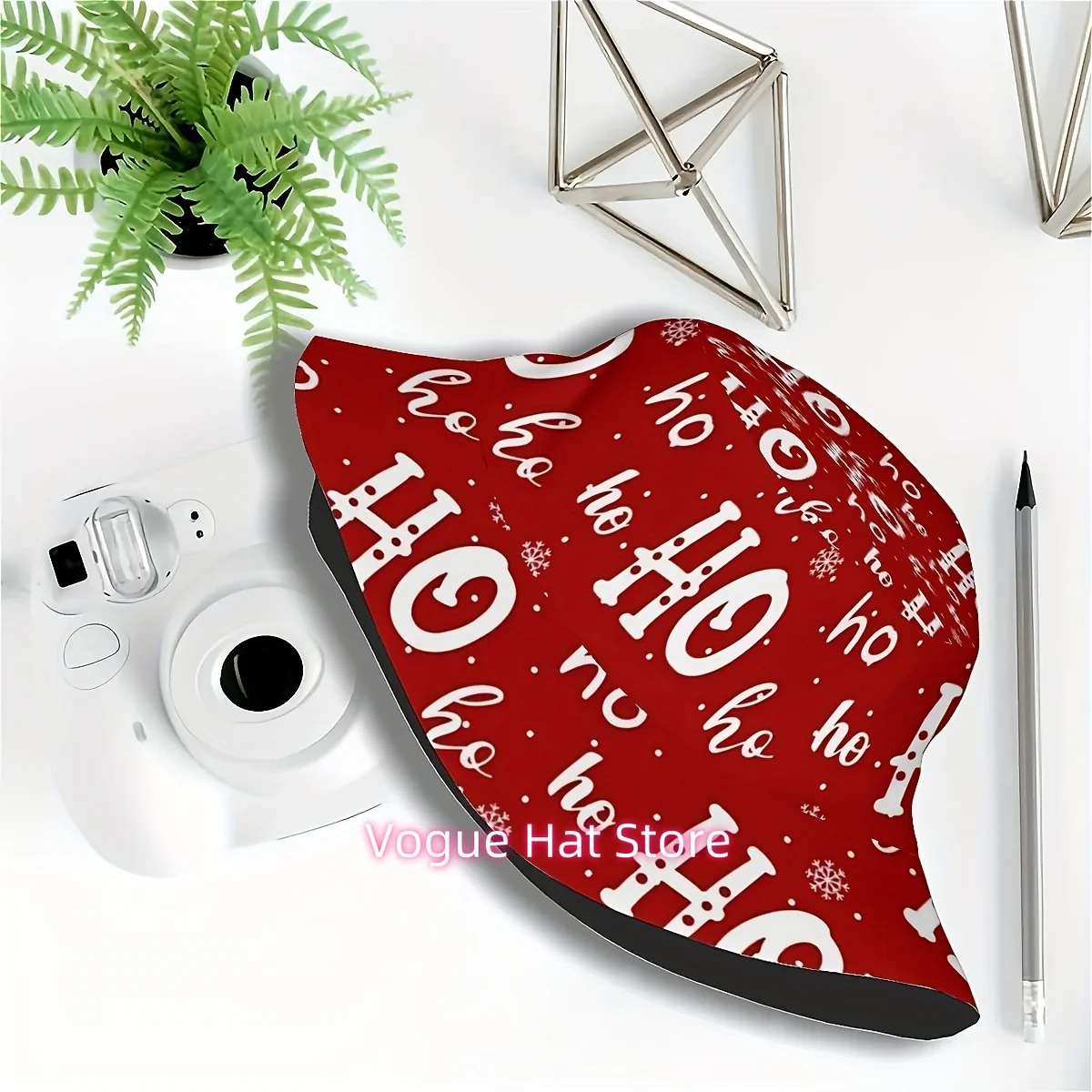 1pc Festive Christmas Snowflake Bucket Hat - Stylish Red Sun Hat with 