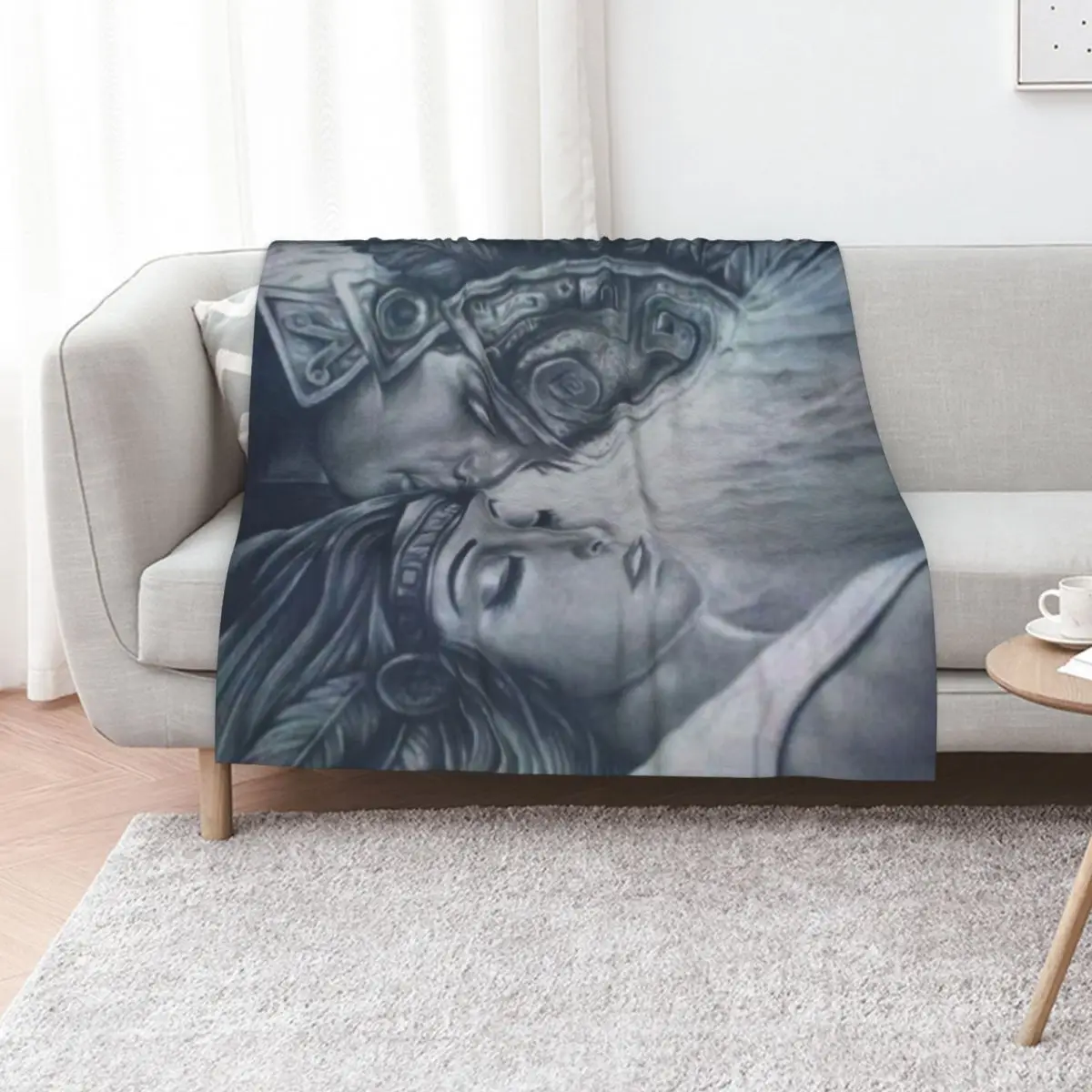 Kissing Aztec princess Throw Blanket Spring Fall Cozy Throw Blanket for Couch