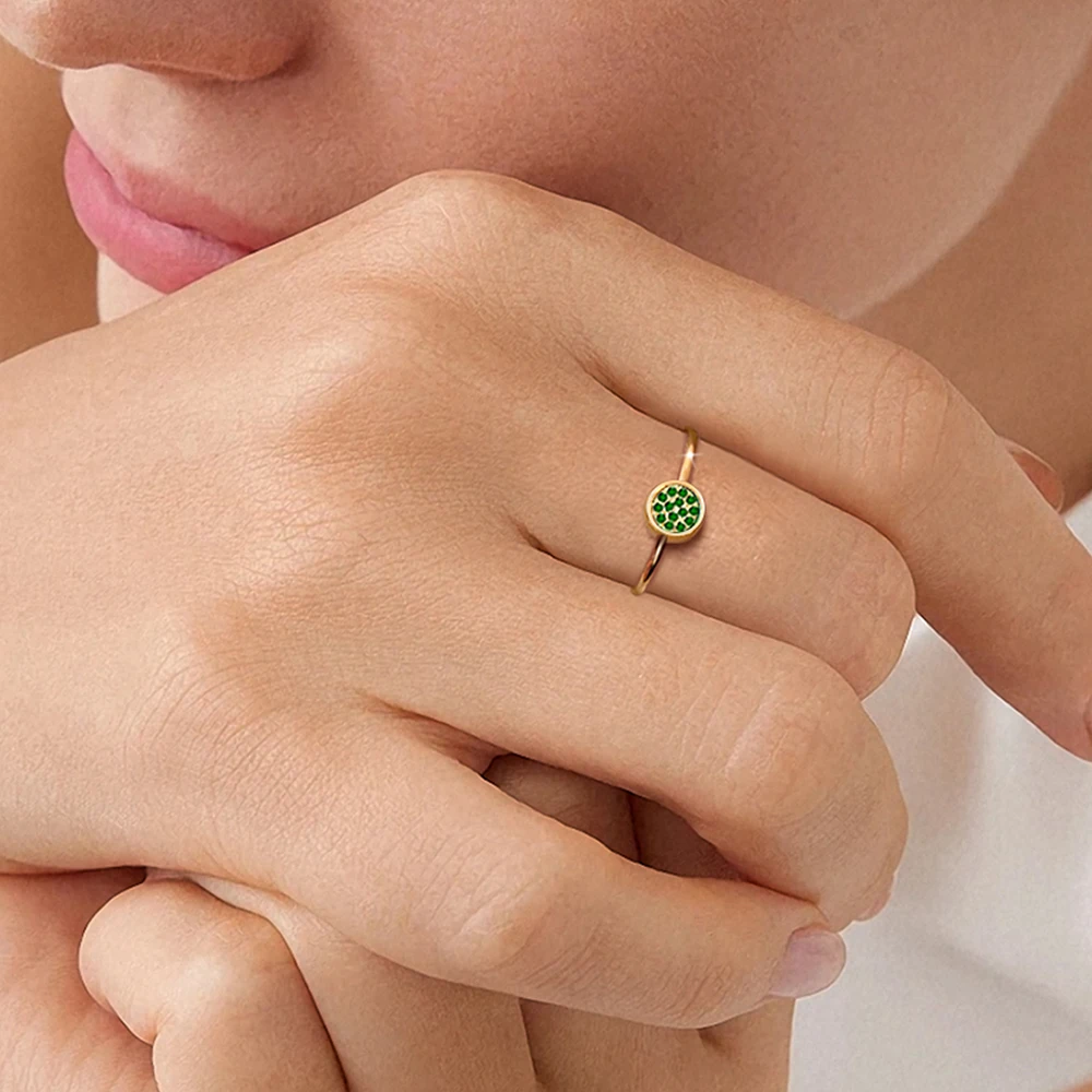 eManco Nowy pierścionek z cyrkonią Birthstone 12 kolorów Kolorowy pierścionek ze stali nierdzewnej Prezent na rocznicę — zdjęcie 4