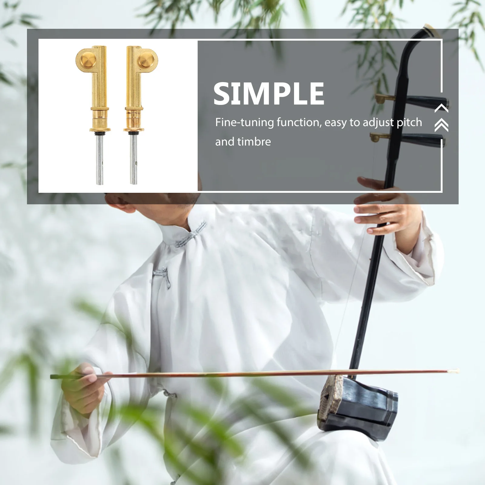 2Pcs Erhu Copper Shaft Non-Slip Turbo Trimmer Tuning Pegs Replacement for Chinese Violin Stable Sound Performance Accessories