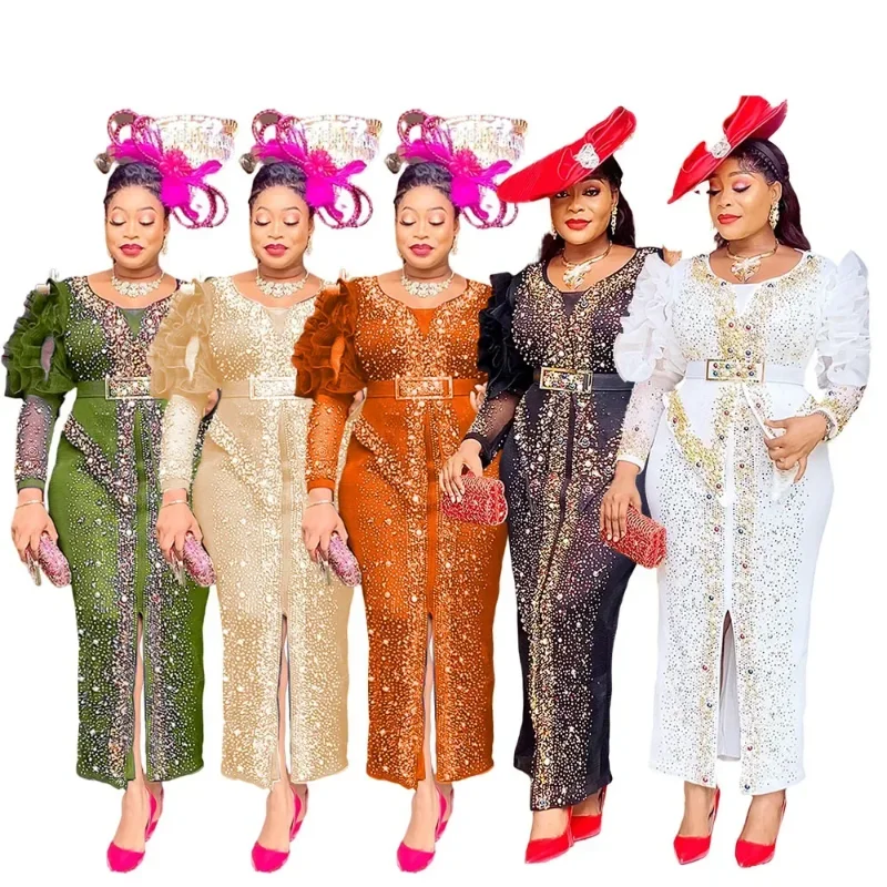 

2025 African Party Dresses for Women Dashiki Ankara Outfits Wedding Evening Gown Sexy Bodycon Maxi Long Dress Africa Clothes