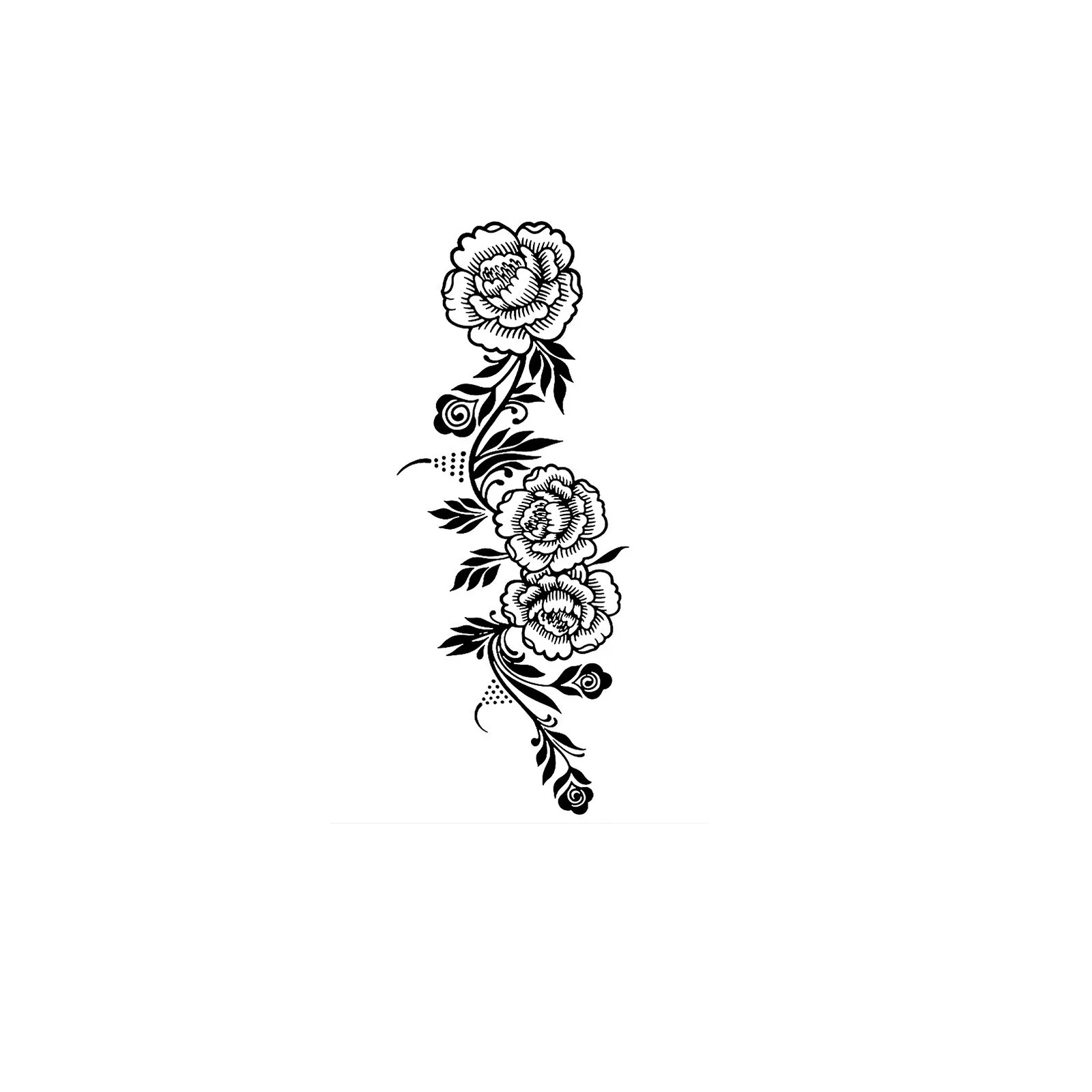 Hand-Painted Henna Temporary Tattoo Sticker, Black Floral Vine Design for Hand, Waterproof Party Body Art view 5