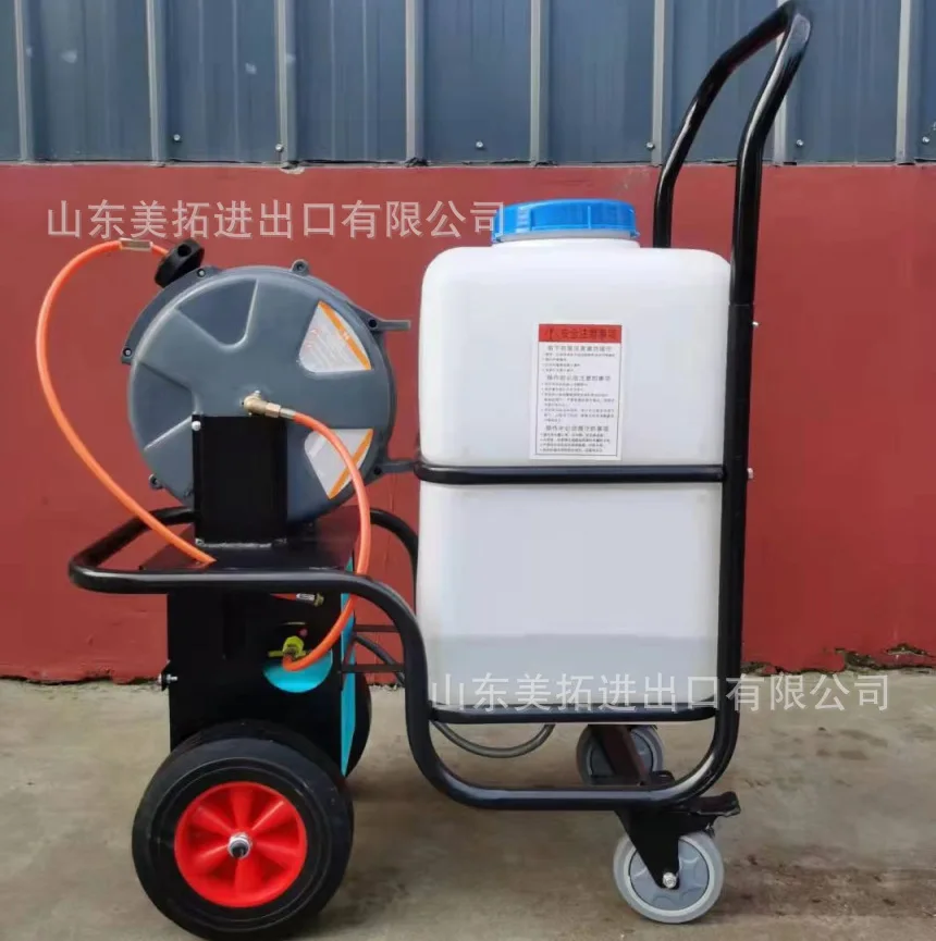 Hand-push rechargeable dispenser, automatic return tube high-pressure sprayer for orchard greenhouses, trolley electric dispense