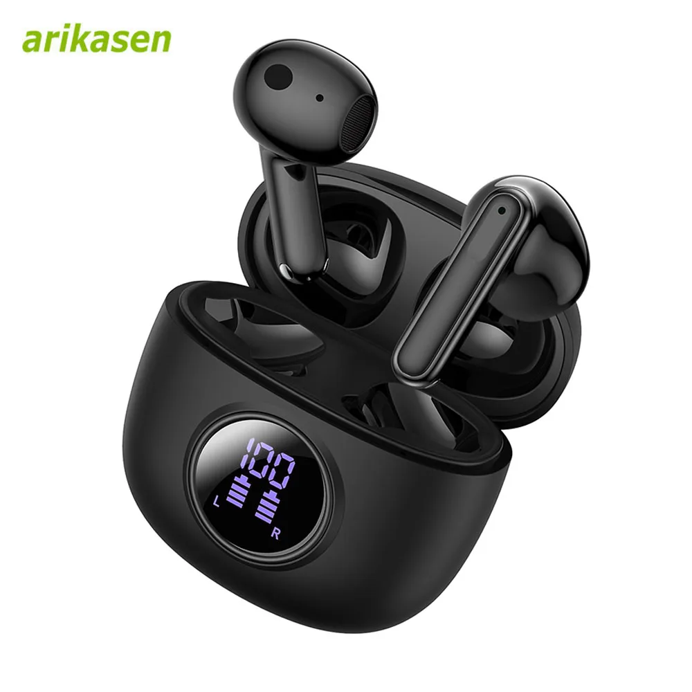 

Bluetooth 5.3 Earbuds with LED Display,Bass Stereo,Noise Cancelling Mic,24H Playback Waterproof Sports Earphones for Android/iOS