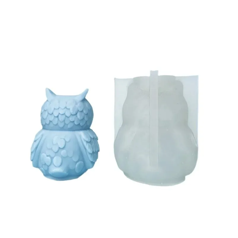 Cute Owl Silicone Candle Molds 3D Owl Soap Plaster Resin Crafts Casting Mold DIY Handmade Animal Chocolate Ice Cake Baking Tool