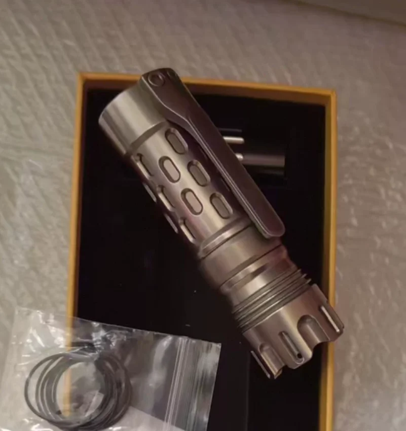 Used EDC HTP WORKS flashlight titanium alloy Outdoor Tools Strong Light Torch Lamp Decompression Toy